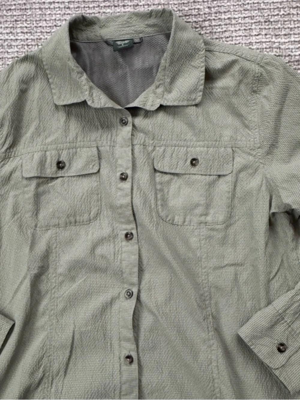 EMS Men's Long-Sleeve Button-Down Shirt - Olive Green & Light Gray
